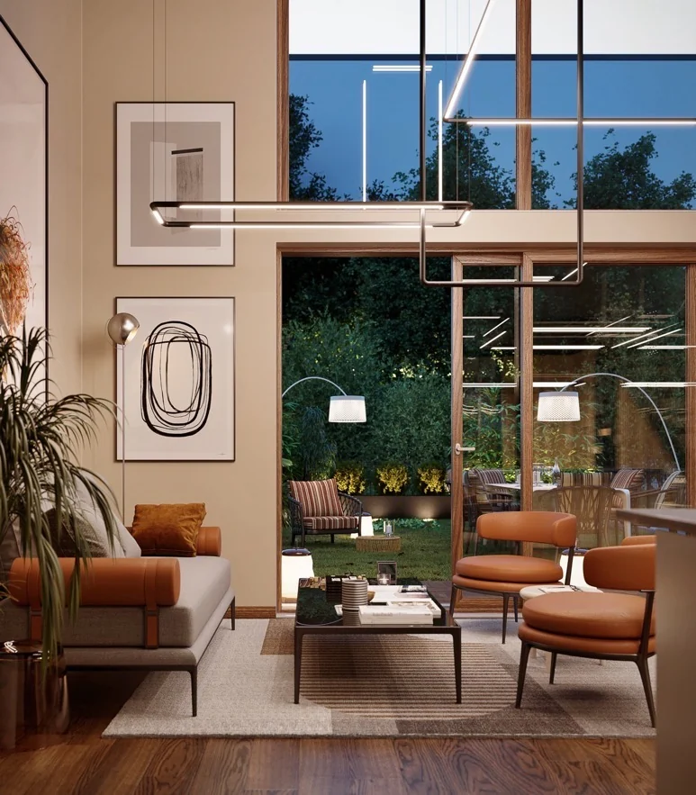 Layered interior CGI composition
